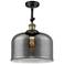 Franklin Restoration Bell 12" Black Brass Semi Flush Mount w/ Smoke Sh