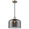 Franklin Restoration Bell 12" Brass Corded Mini Pendant w/ Smoke Shade