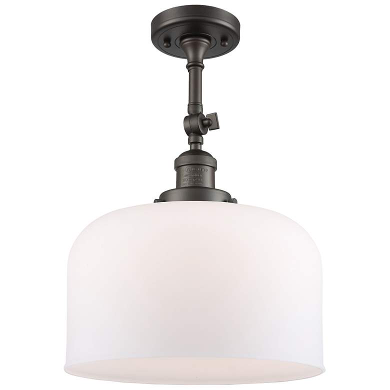 Image 1 Franklin Restoration Bell 12" Bronze Semi Flush Mount w/ White Shade
