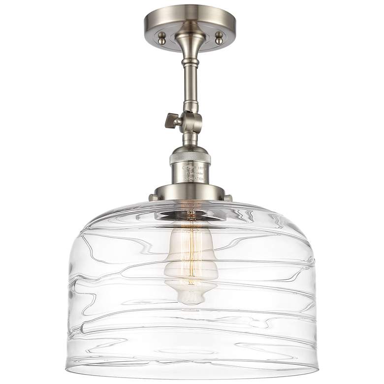 Image 1 Franklin Restoration Bell 12" Brushed Nickel LED Semi-Flush w/ Swirl S
