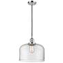 Franklin Restoration Bell 12" Chrome Corded Mini Pendant w/ Clear Shad