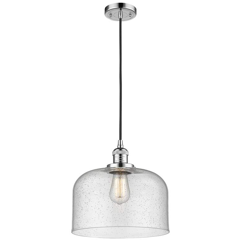 Image 1 Franklin Restoration Bell 12" Chrome Corded Mini Pendant w/ Seedy Shad