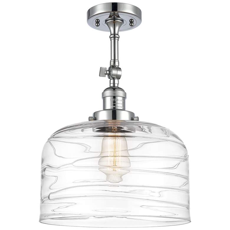 Image 1 Franklin Restoration Bell 12" Chrome LED Semi-Flush w/ Swirl Shade