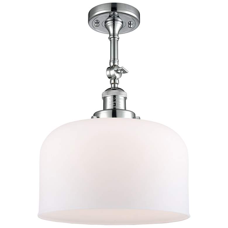 Image 1 Franklin Restoration Bell 12" Chrome Semi Flush Mount w/ White Shade