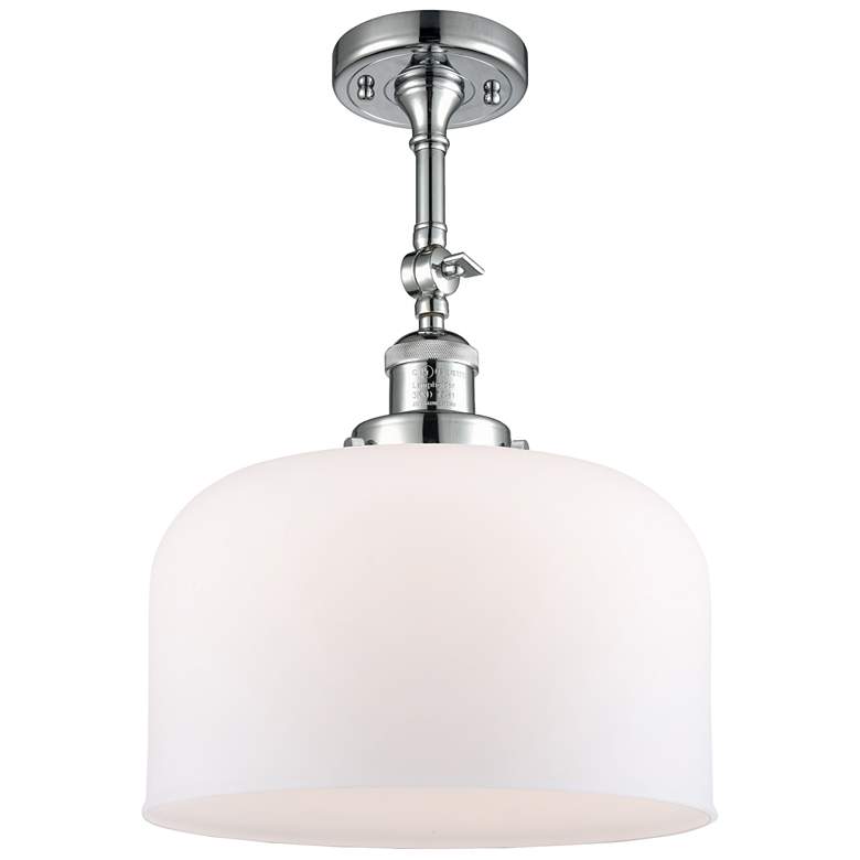 Image 1 Franklin Restoration Bell 12 inch Chrome Semi Flush Mount w/ White Shade