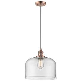 Image1 of Franklin Restoration Bell 12" Copper Corded Mini Pendant w/ Clear Shad
