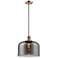 Franklin Restoration Bell 12" Copper Corded Mini Pendant w/ Smoke Shad