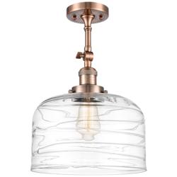 Franklin Restoration Bell 12&quot; Copper LED Semi-Flush w/ Swirl Shade