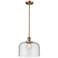 Franklin Restoration Bell 12" Copper Stemmed Mini Pendant w/ Seedy Sha