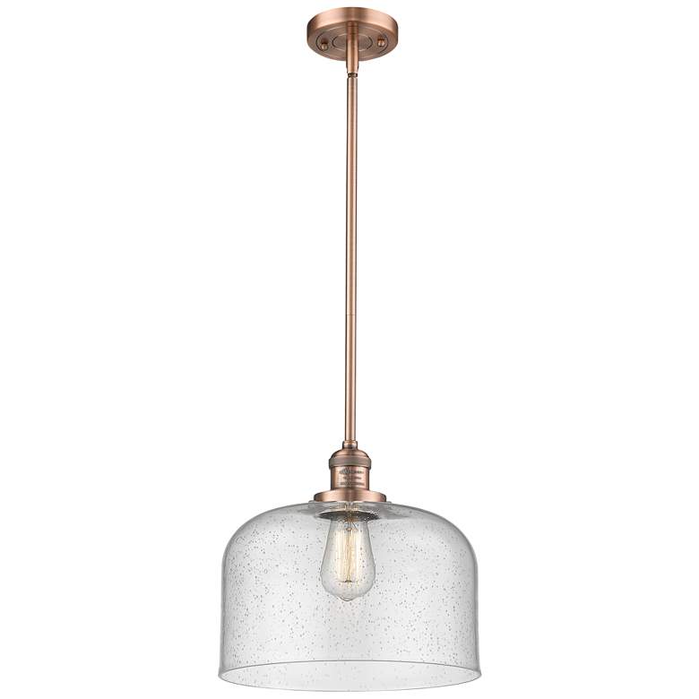 Image 1 Franklin Restoration Bell 12" Copper Stemmed Mini Pendant w/ Seedy Sha