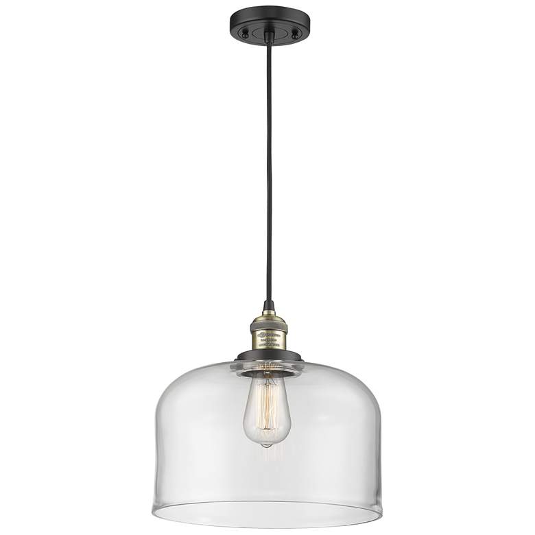 Image 1 Franklin Restoration Bell 12" LED Mini Pendant - Black Brass - Clear