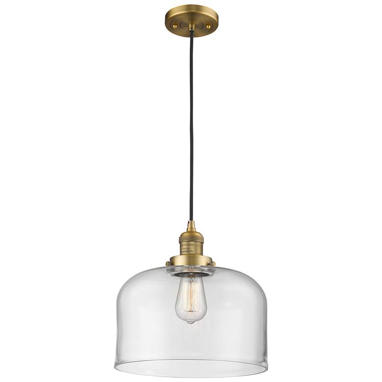 Image 1 Franklin Restoration Bell 12" LED Mini Pendant - Brushed Brass - Clear