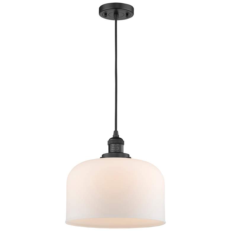 Image 1 Franklin Restoration Bell 12" LED Mini Pendant - Matte Black - Matte W