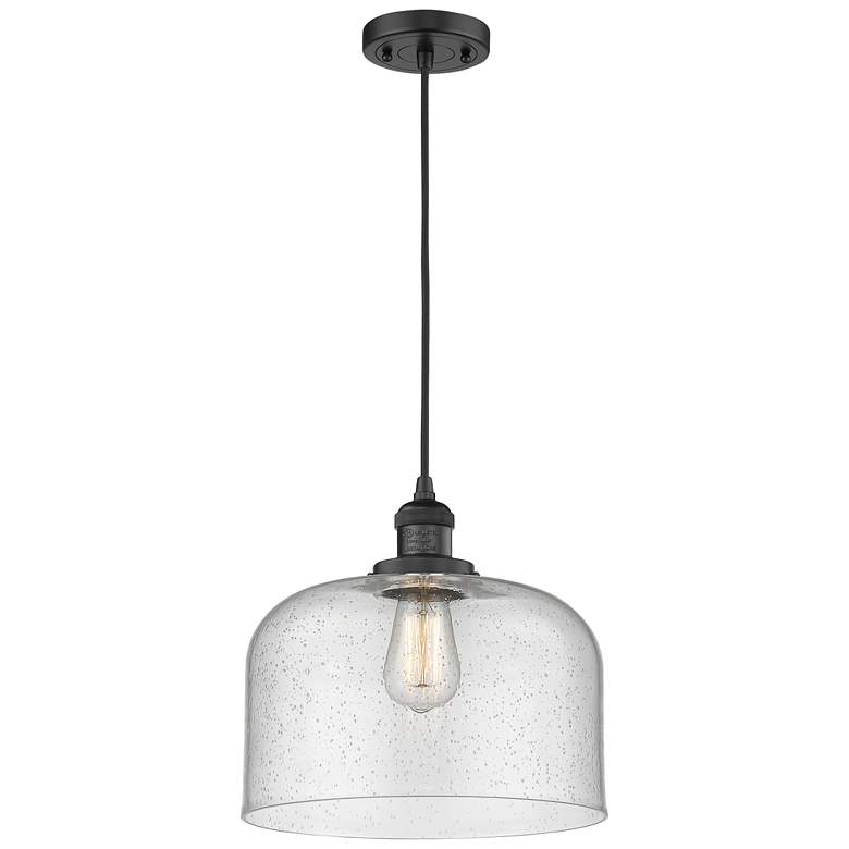 Image 1 Franklin Restoration Bell 12" LED Mini Pendant - Matte Black - Seedy S