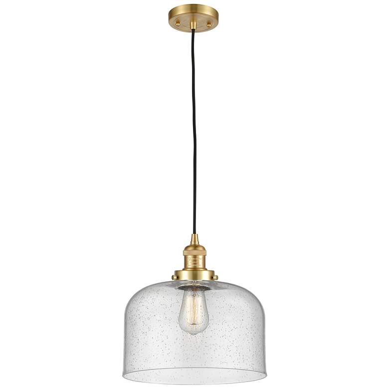 Image 1 Franklin Restoration Bell 12" LED Mini Pendant - Satin Gold - Seedy Sh