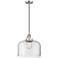 Franklin Restoration Bell 12" LED Mini Pendant - Satin Nickel - Clear