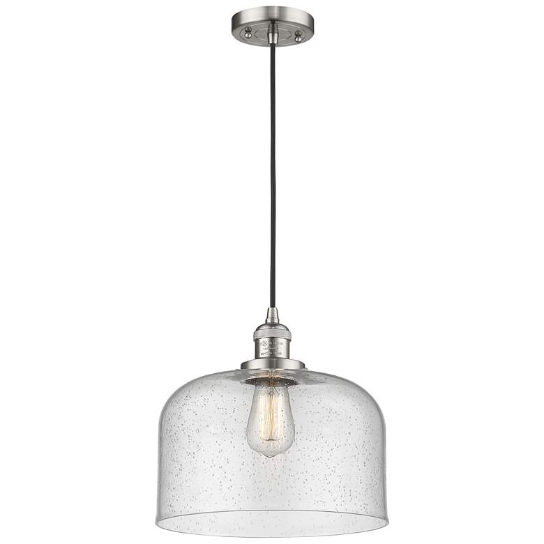 Image 1 Franklin Restoration Bell 12" LED Mini Pendant - Satin Nickel - Seedy