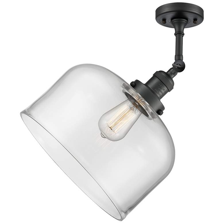 Image 1 Franklin Restoration Bell 12" LED Semi-Flush Mount - Matte Black - Cl