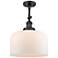 Franklin Restoration Bell 12" Matte Black Semi Flush Mount w/ White Sh