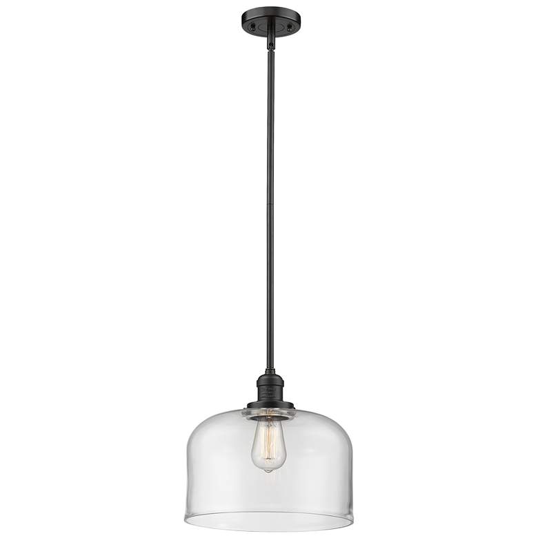 Image 1 Franklin Restoration Bell 12" Mini Pendant - Oil Rubbed Bronze - Clear