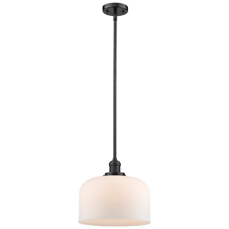 Image 1 Franklin Restoration Bell 12" Mini Pendant - Oil Rubbed Bronze - White