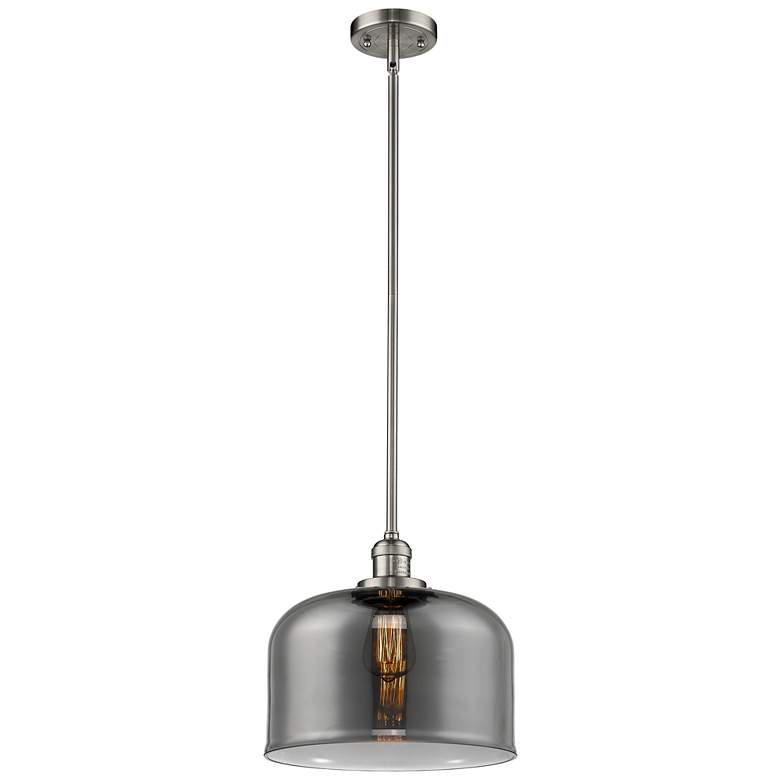 Image 1 Franklin Restoration Bell 12" Mini Pendant - Satin Nickel - Plated Smo