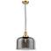 Franklin Restoration Bell 12" Satin Gold Corded Mini Pendant w/ Smoke