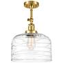 Franklin Restoration Bell 12" Satin Gold LED Semi-Flush w/ Swirl Shade
