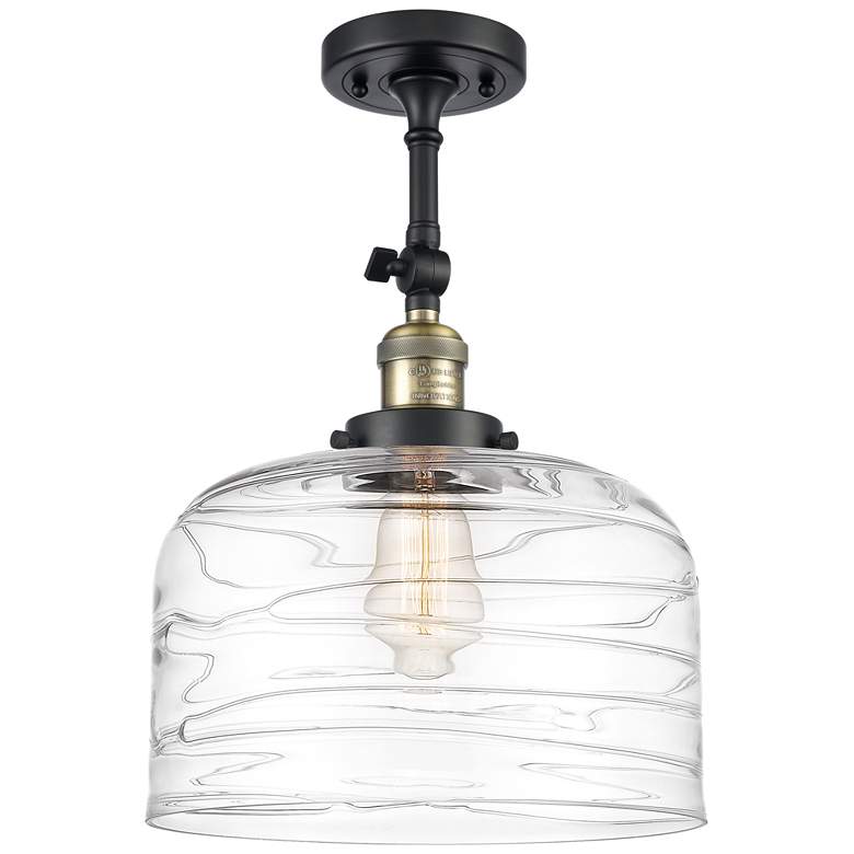 Image 1 Franklin Restoration Bell 12" Semi-Flush - Black Brass - Clear Deco S