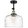 Franklin Restoration Bell 12" Semi-Flush - Black Brass - Clear Deco S