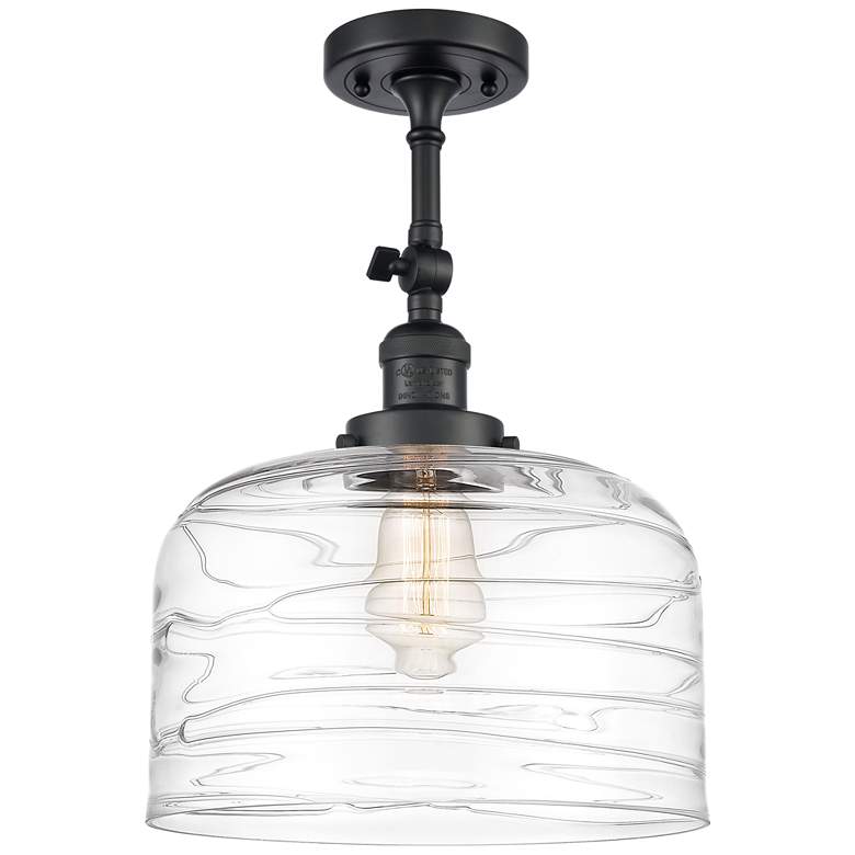 Image 1 Franklin Restoration Bell 12" Semi-Flush Mount - Black - Clear Deco S