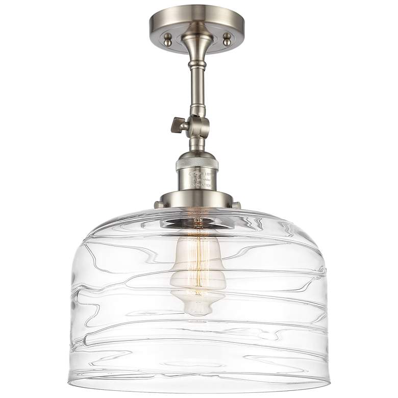 Image 1 Franklin Restoration Bell 12" Semi-Flush - Satin Nickel - Clear Deco