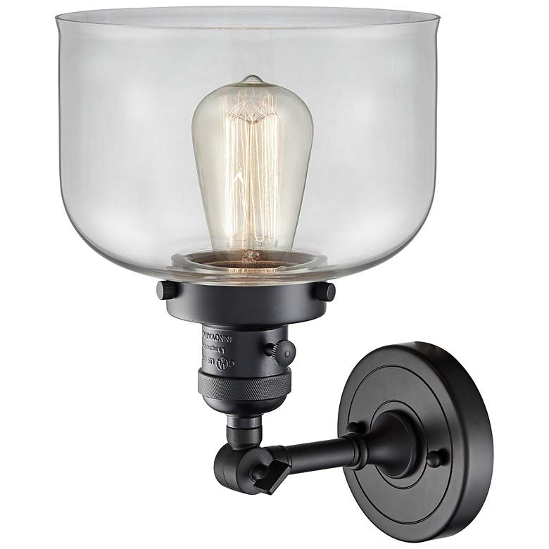 Image 3 Franklin Restoration Bell 12"H Black Sconce w/ Clear Glass more views
