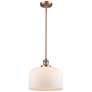 Franklin Restoration Bell 12" Mini Pendant - Antique Copper - Matte White