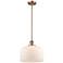 Franklin Restoration Bell 12" Mini Pendant - Antique Copper - Matte White