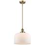 Franklin Restoration Bell 12" Mini Pendant - Brushed Brass - Matte White