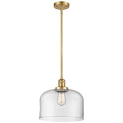 Franklin Restoration Bell 13&quot; Gold LED Stem Hung Pendant w/ Clear Shad