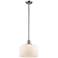 Franklin Restoration Bell 13" Nickel LED Stem Hung Pendant w/ White Sh