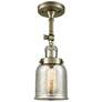 Franklin Restoration Bell 5" Antique Brass Semi Flush w/ Mercury Shade