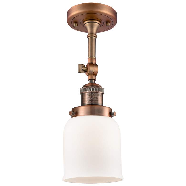 Image 1 Franklin Restoration Bell 5" Antique Copper Semi Flush Mount w/ White
