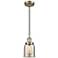Franklin Restoration Bell 5" Brass Corded Mini Pendant w/ Mercury Shad