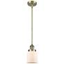 Franklin Restoration Bell 5" Brass Stemmed Mini Pendant w/ White Shade