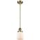 Franklin Restoration Bell 5" Brass Stemmed Mini Pendant w/ White Shade