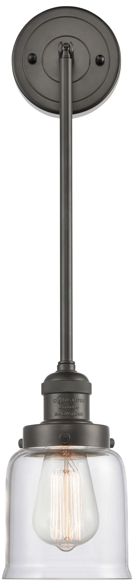 Image 2 Franklin Restoration Bell 5" Bronze Stemmed Mini Pendant w/ Clear Shad more views