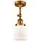 Franklin Restoration Bell 5" Brushed Brass Semi Flush Mount w/ White S