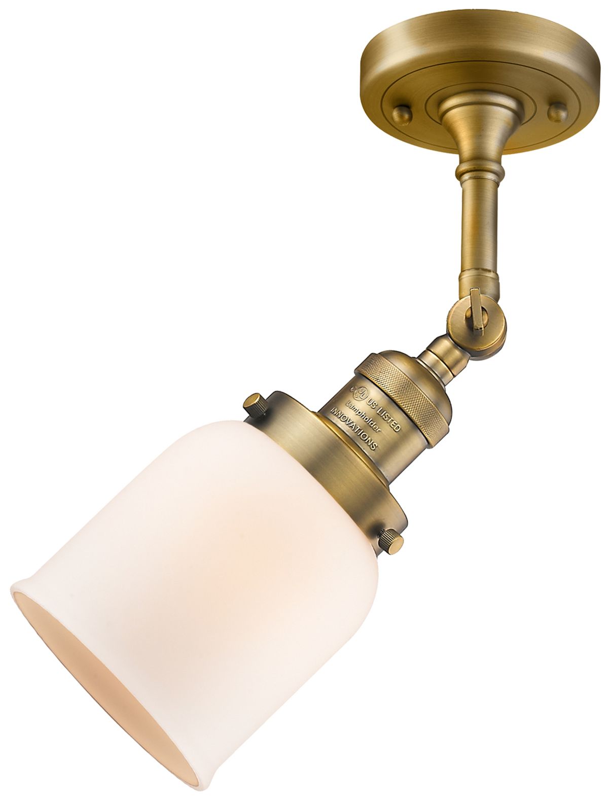 Image 2 Franklin Restoration Bell 5" Brushed Brass Semi Flush Mount w/ White S more views