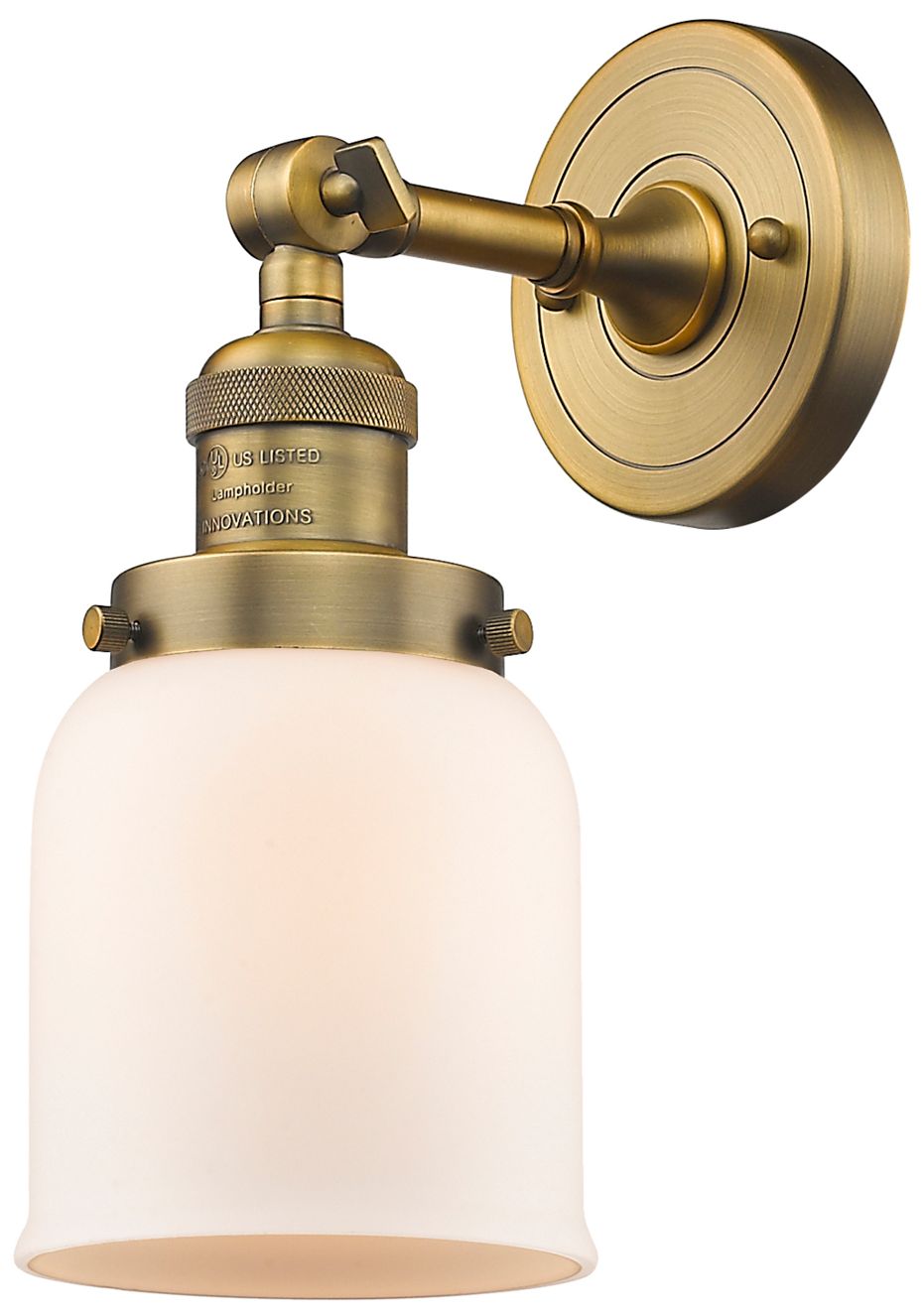 Image 4 Franklin Restoration Bell 5" Brushed Brass Semi Flush Mount w/ White S more views