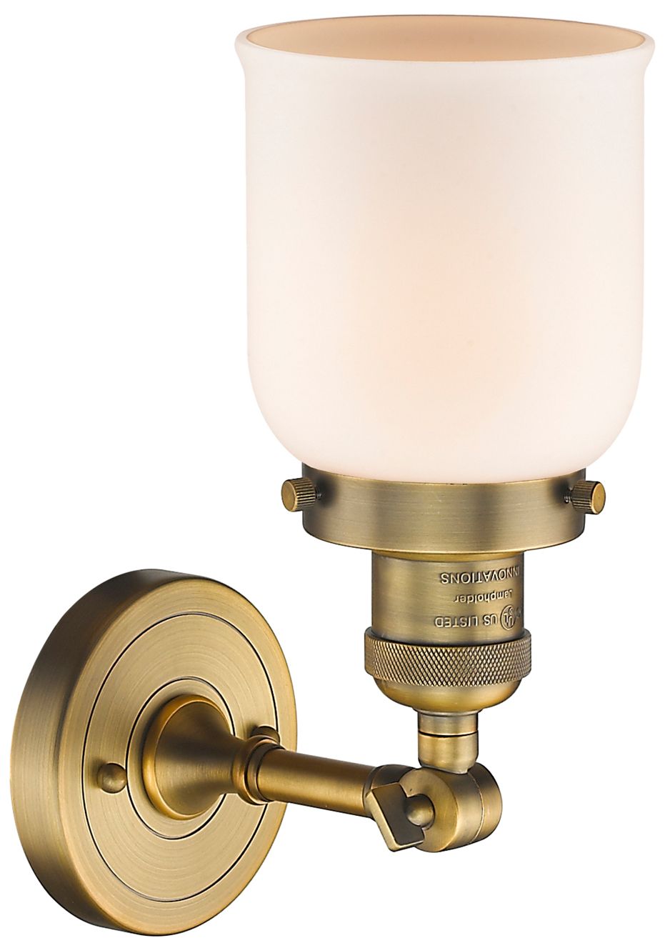 Image 5 Franklin Restoration Bell 5" Brushed Brass Semi Flush Mount w/ White S more views