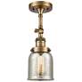 Franklin Restoration Bell 5" Brushed Brass Semi Flush w/ Mercury Shade