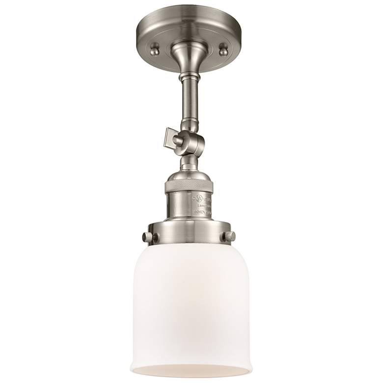 Image 1 Franklin Restoration Bell 5" Brushed Nickel Semi Flush Mount w/ White